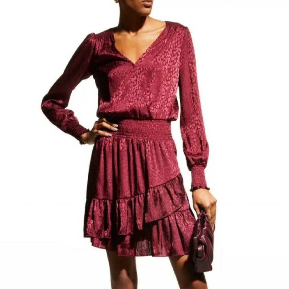 Michael Kors Julia Cheetah-Print Smocked Mini Dress